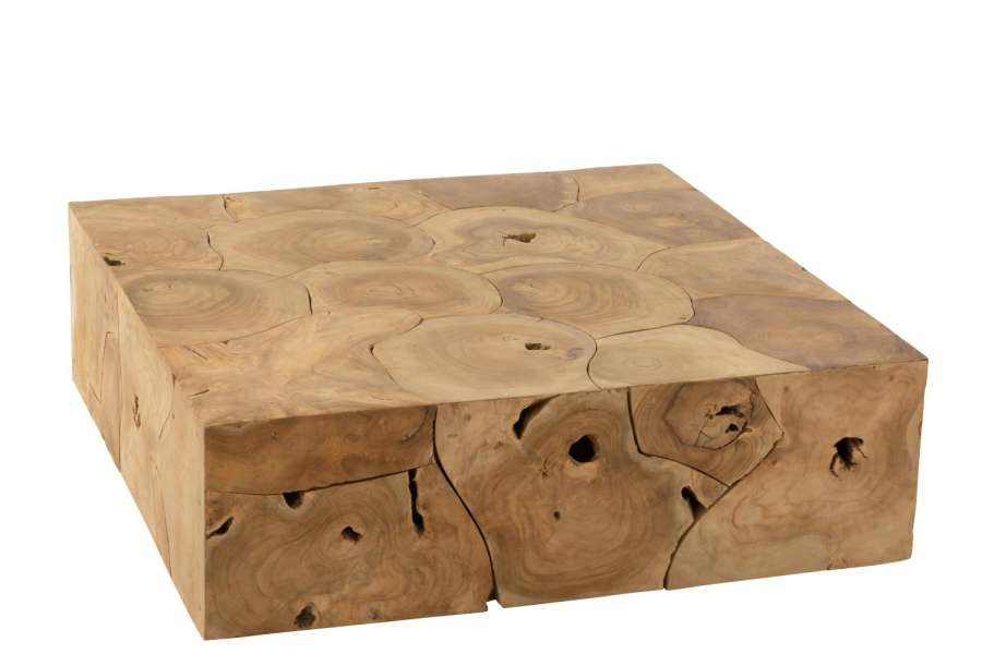 COFFEE TABLE PUZZLE RECTANGLE TEAK WOOD NATURAL