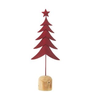 CHRISTMAS TREE ON FOOT+STAR METAL/WOOD RED LARGE