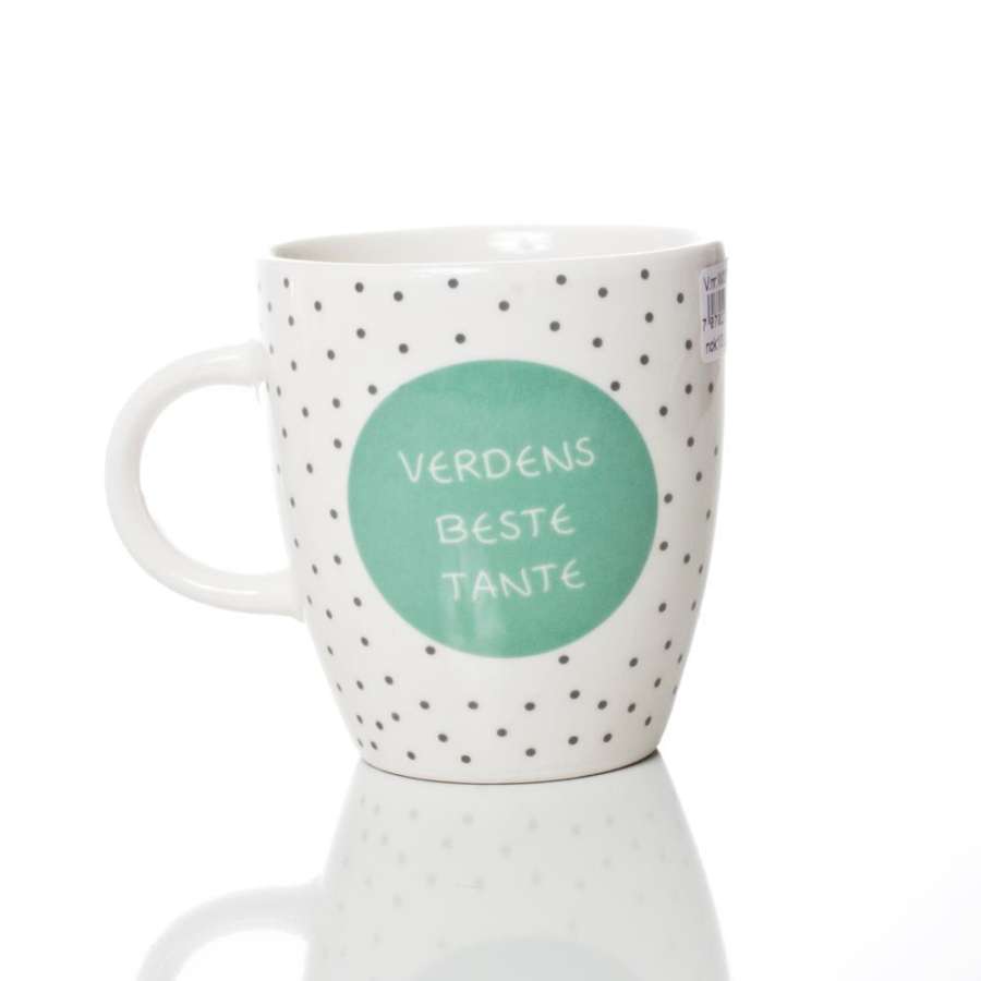 Kaffekopp, lite krus med tekst -Verdens Beste Tante - ca 7X8 cm