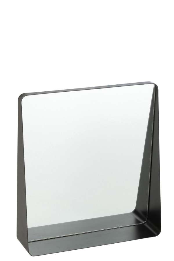 WALL MIRROR SQUARE METAL/GLASS BLACK