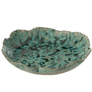 TRAY DECORATIVE NAGA CERAMIC AZUR/BROWN LARGE