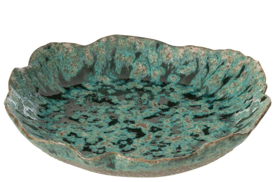 TRAY DECORATIVE NAGA CERAMIC AZUR/BROWN LARGE