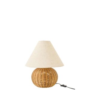 TABLE LAMP BALL METAL NATURAL/ECRU