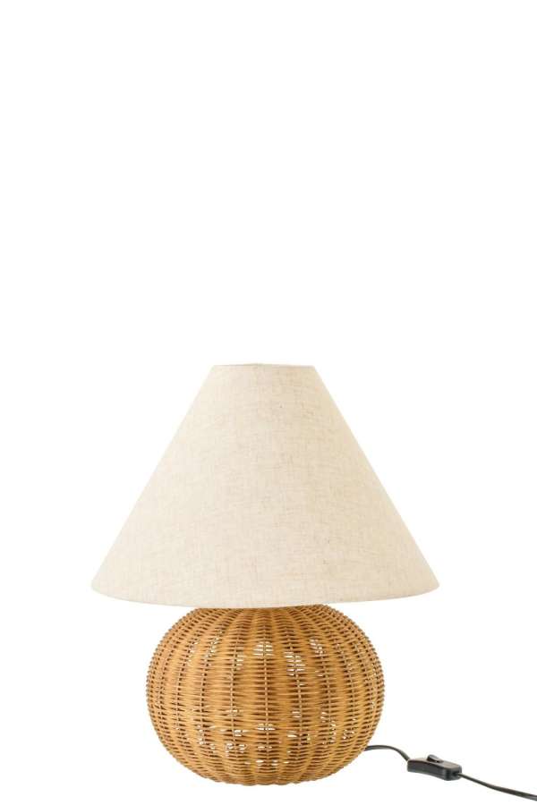 TABLE LAMP BALL METAL NATURAL/ECRU