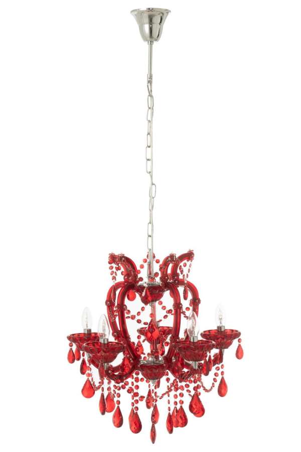 CEILING LAMP CHANDELIER ANTIQUE GLASS RED