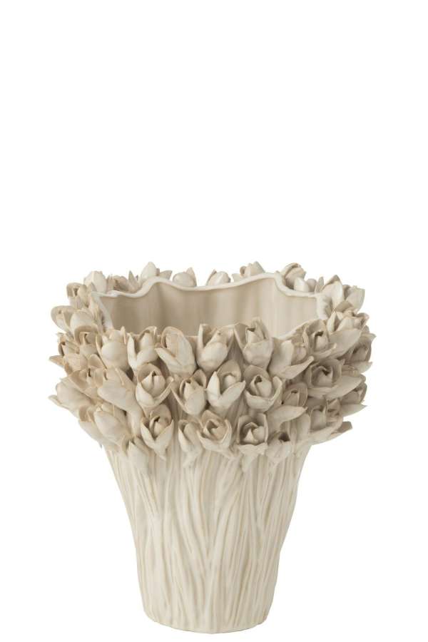 VASE AMBROSIA CERAMIC WHITE MEDIUM