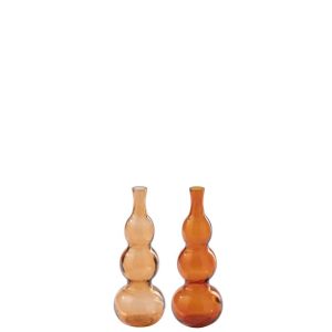 SET OF 2 VASE  GLASS DARK ORANGE/ORANGE