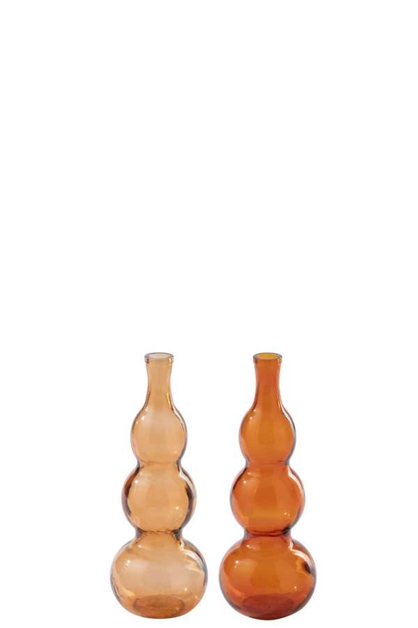 SET OF 2 VASE  GLASS DARK ORANGE/ORANGE