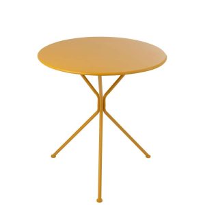 GARDEN TABLE TRIPOD ROUND METAL OCHER YELLOW LARGE