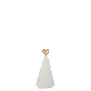 CHRISTMAS TREE GOLD HEART POLYESTER WHITE/GOLD COLORED SMALL