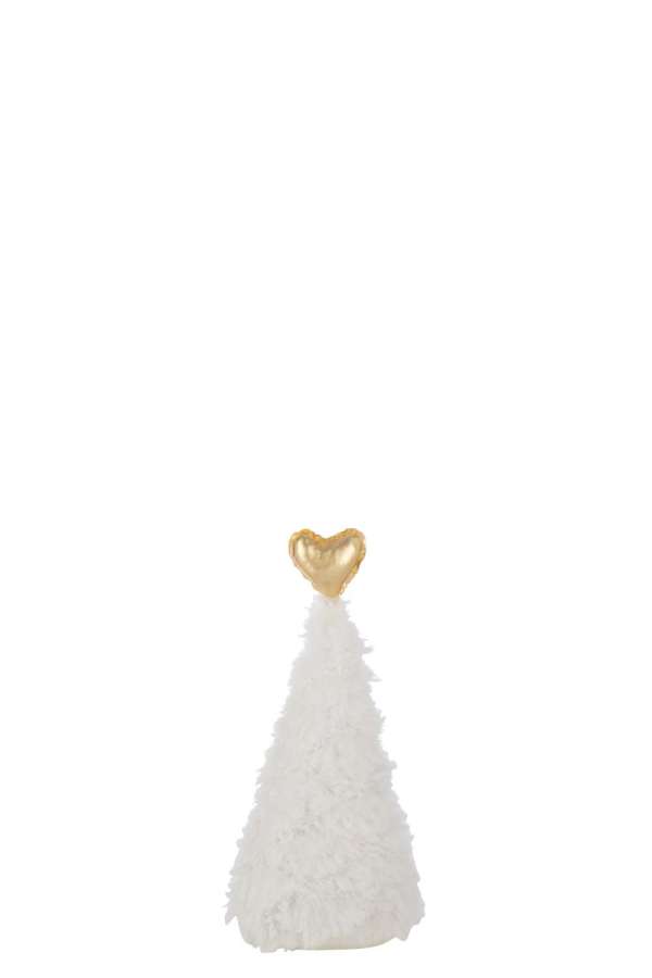 CHRISTMAS TREE GOLD HEART POLYESTER WHITE/GOLD COLORED SMALL