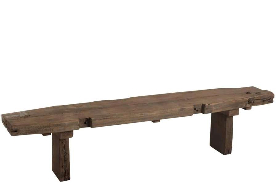 BENCH ROUGH RECYCLED WOOD BROWN