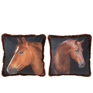 CUSHION HORSE POLYESTER BROWN LARGE ASSORTMENT OF 2