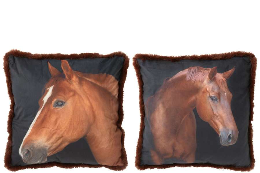 CUSHION HORSE POLYESTER BROWN LARGE ASSORTMENT OF 2