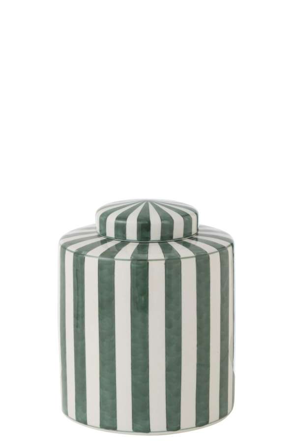 JAR LISTRA STRIPES PORCELAIN GREEN/WHITE
