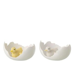 DUCK IN EGG SHELL RESIN WHITE/YELLOW LARGE ASSORTMENT OF 2
