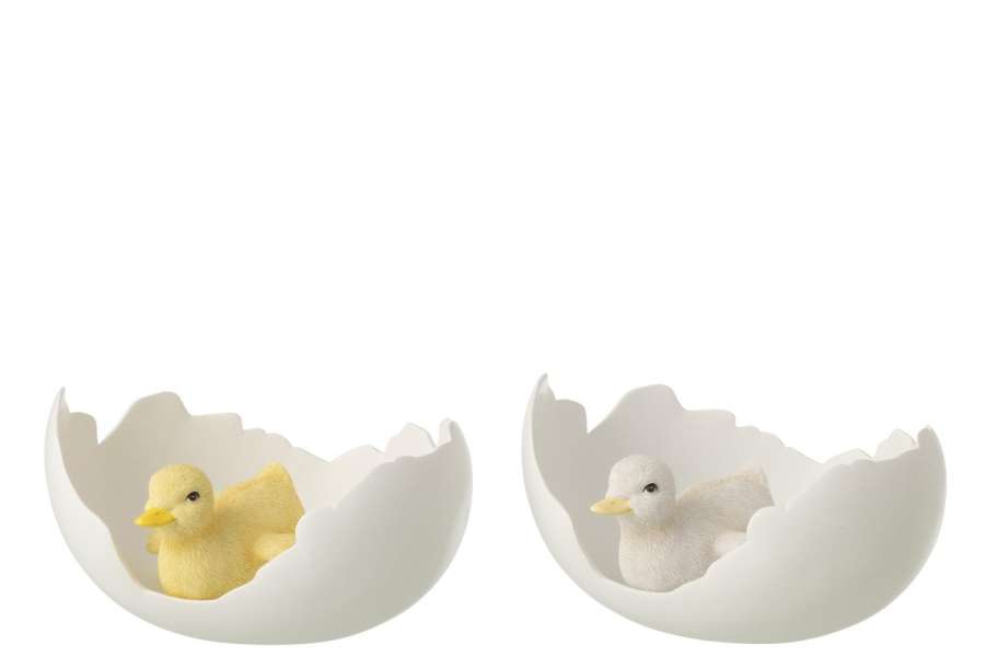 DUCK IN EGG SHELL RESIN WHITE/YELLOW LARGE ASSORTMENT OF 2