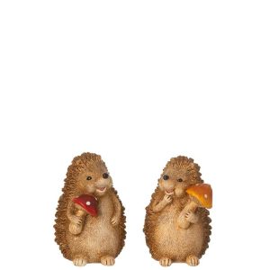 HEDGEHOG MUSHROOM POLYRESIN BROWN ASSORTMENT OF 2