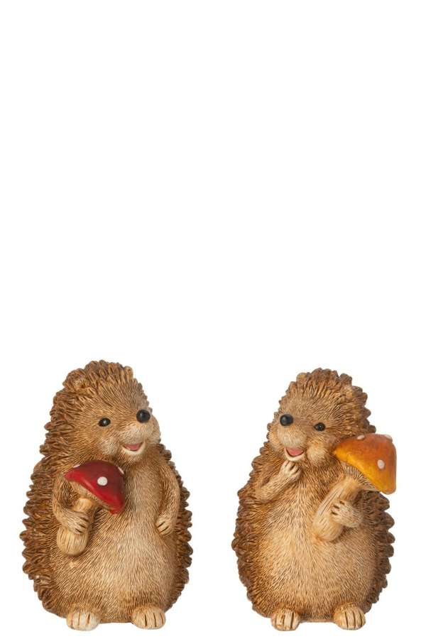 HEDGEHOG MUSHROOM POLYRESIN BROWN ASSORTMENT OF 2