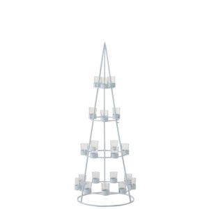 TREE 21 TEA LIGHT HOLDERS METAL/GLASS WHITE