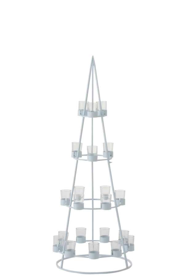 TREE 21 TEA LIGHT HOLDERS METAL/GLASS WHITE