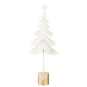 CHRISTMAS TREE ON FOOT+STAR METAL/WOOD WHITE LARGE