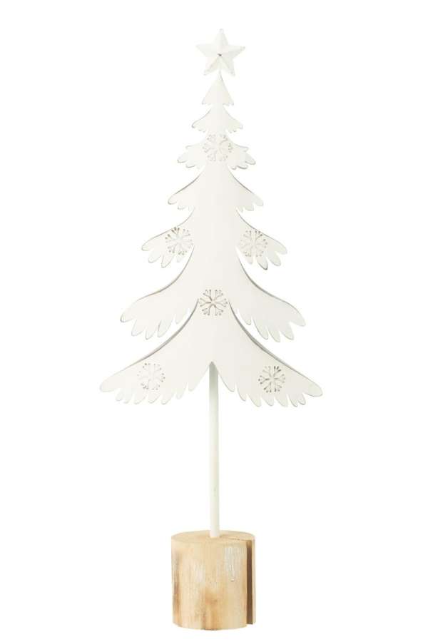 CHRISTMAS TREE ON FOOT+STAR METAL/WOOD WHITE LARGE