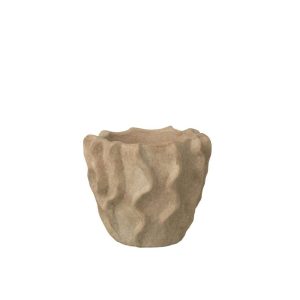 FLOWERPOT ROUND WAVES CEMENT BEIGE MEDIUM
