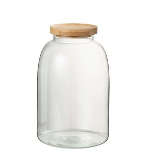 GLASS POT TOM GLASS/BAMBOO TRANSPARENT/NATURAL LARGE