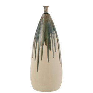 VASE PAINT CERAMIC NATURAL/GREEN LARGE