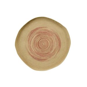 WALL OBJECT TRAY ROUND STRIPED SEAGRASS NATURAL/DARK ORANGE LARGE