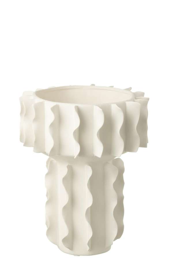 VASE HELIX ROUND CERAMIC WHITE LARGE