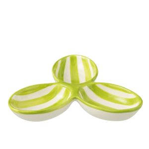 APERO DISH GRANADA STRIPES CLOVER CERAMIC WHITE/GREEN