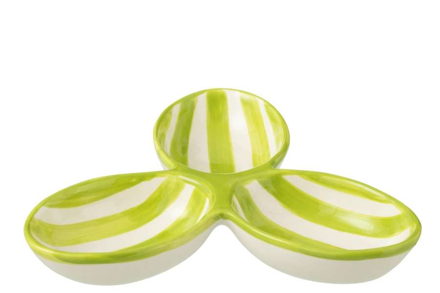 APERO DISH GRANADA STRIPES CLOVER CERAMIC WHITE/GREEN