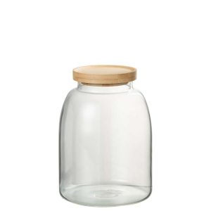 GLASS POT TOM GLASS/BAMBOO TRANSPARENT/NATURAL MEDIUM
