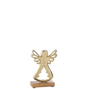 ANGEL ON BASE ALUMINIUM/WOOD GOLD SMALL