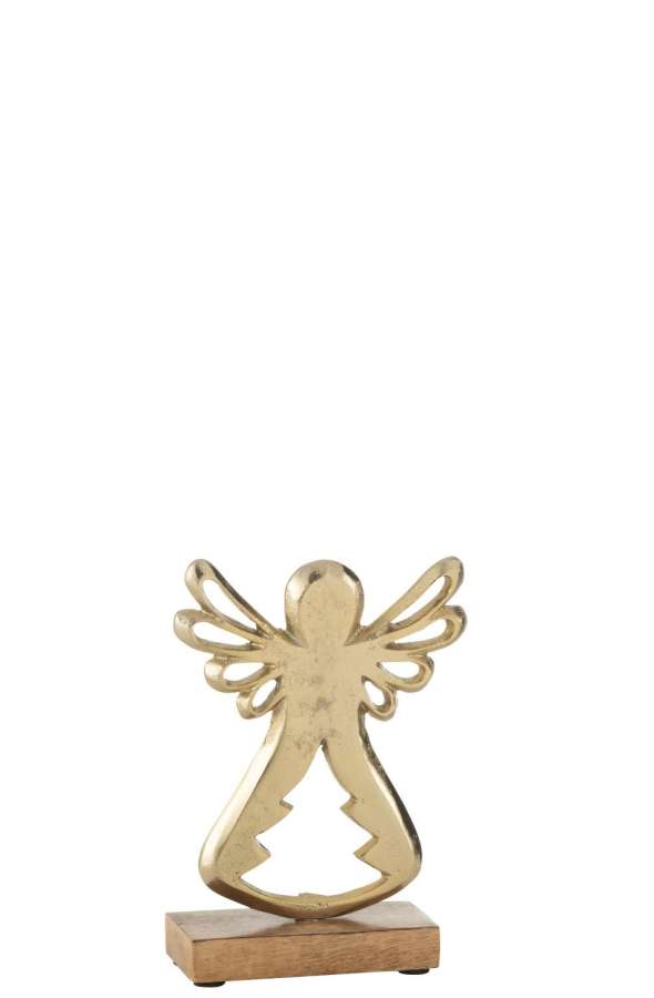 ANGEL ON BASE ALUMINIUM/WOOD GOLD SMALL