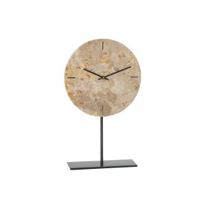 TABLE CLOCK ROUND MARBLE BEIGE/BLACK