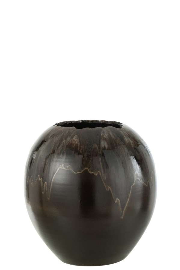 FLOWER POT CERAMIC BROWN MEDIUM