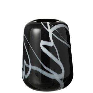 VASE SMOKE EFFECT NARROW GLASS BLACK/WHITE