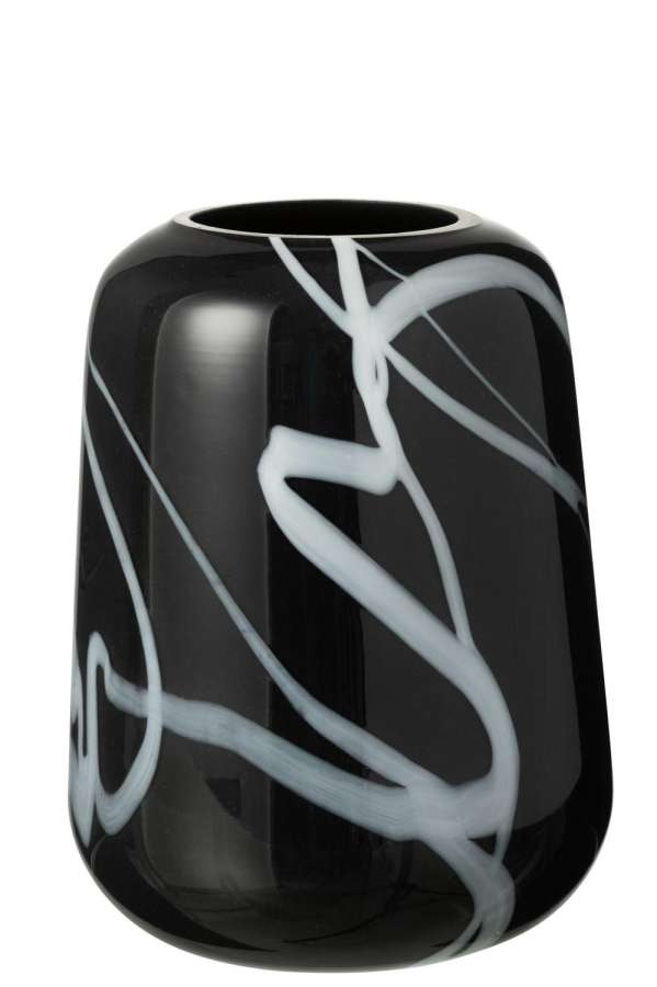 VASE SMOKE EFFECT NARROW GLASS BLACK/WHITE