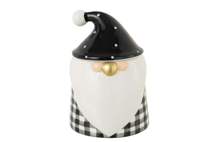 STORAGE JAR SANTA CLAUS DOLOMITE BLACK/WHITE