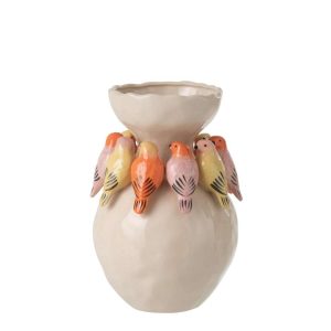 VASE BIRD CERAMIC MULTICOLORED LARGE