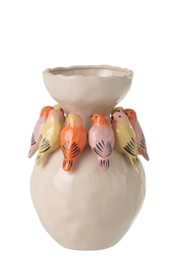 VASE BIRD CERAMIC MULTICOLORED LARGE