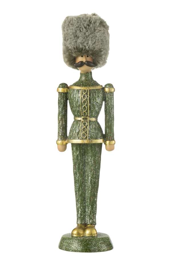 NUTCRACKER FUR HAT GLITTER RESIN GREEN LARGE