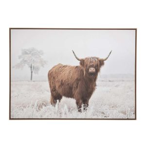 WALL DECO LANDSCAPE YAK PINEWOOD/POLYRESIN WHITE/BROWN