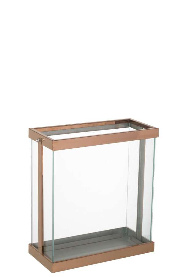 LANTERN RECTANGULAR ENMA IRON/GLASS COPPER SMALL
