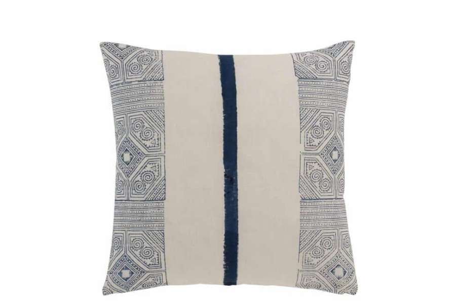 CUSHION LINES AZTEC COTTON BLUE/WHITE