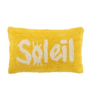 CUSHION SOLEIL TUFTED COTTON YELLOW/WHITE
