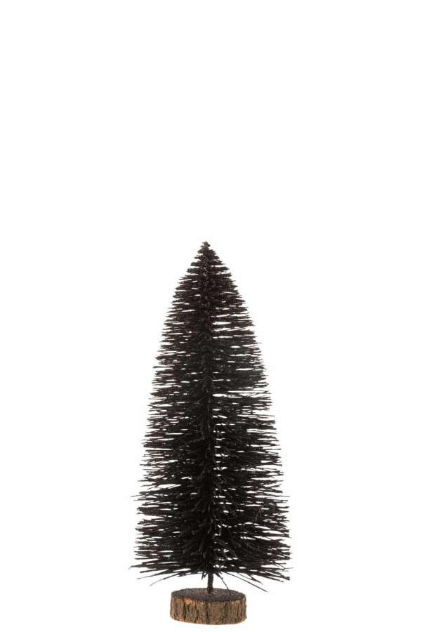CHRISTMAS TREE DECO PLASTIC GLITTER BLACK MEDIUM